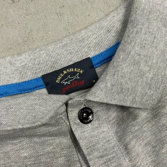 Paul & Shark Polo Shirt Made in Italy Cotton Grey Short Sleeve Medium - Picture 5 of 8